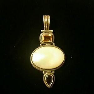 Sterling Citrine Ruby Mother Of Pearl Pendant